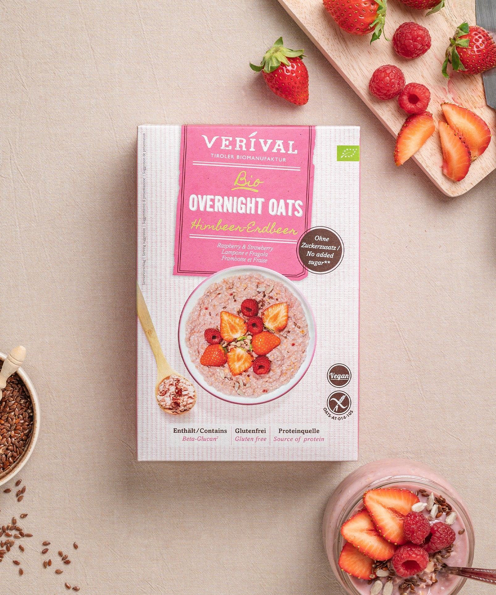 Bio Overnight Oats Himbeer-Erdbeer | 350g